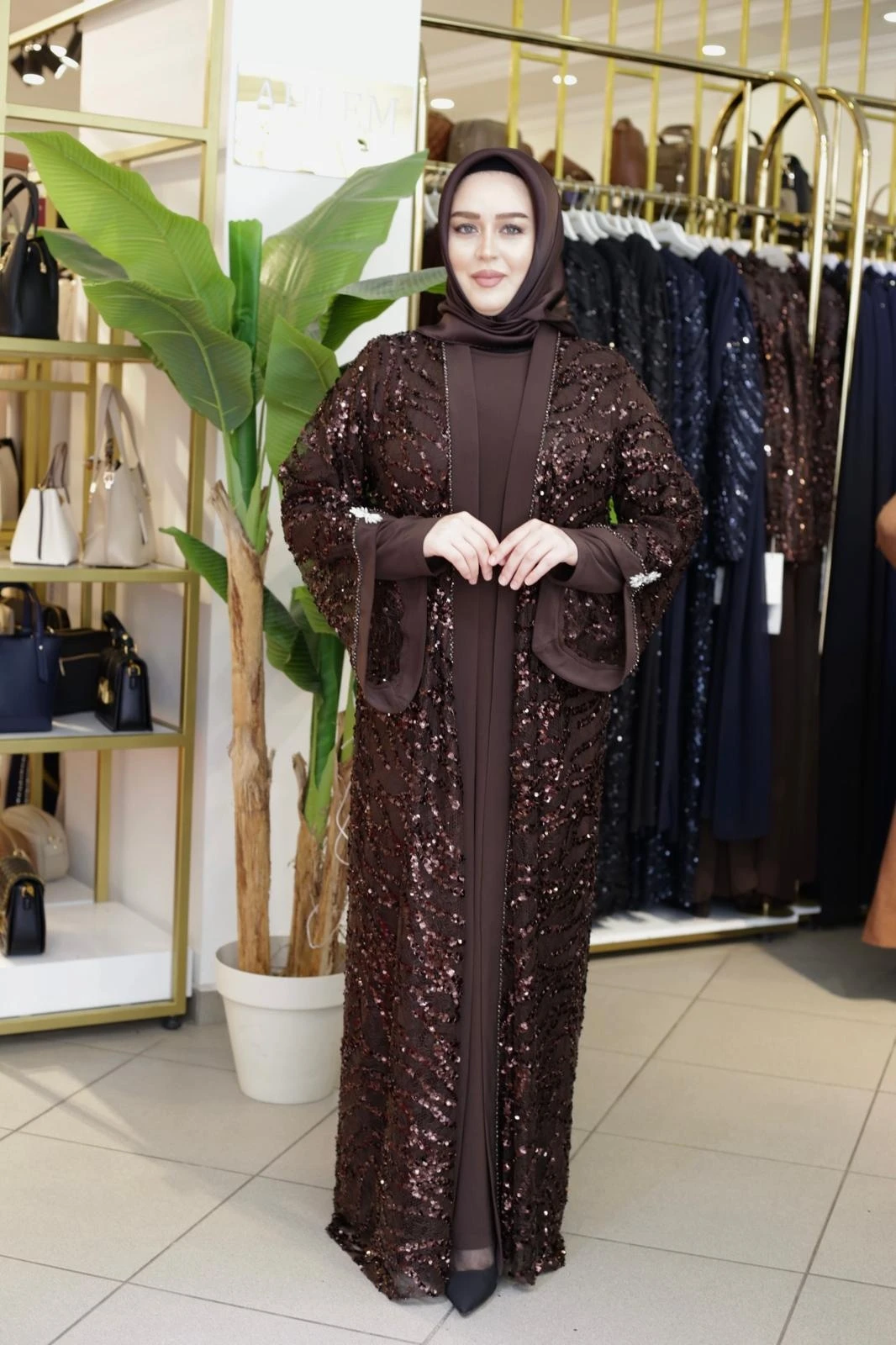 ASALET TAŞ İŞLEMELİ ABAYA TAKIM 649 KOD