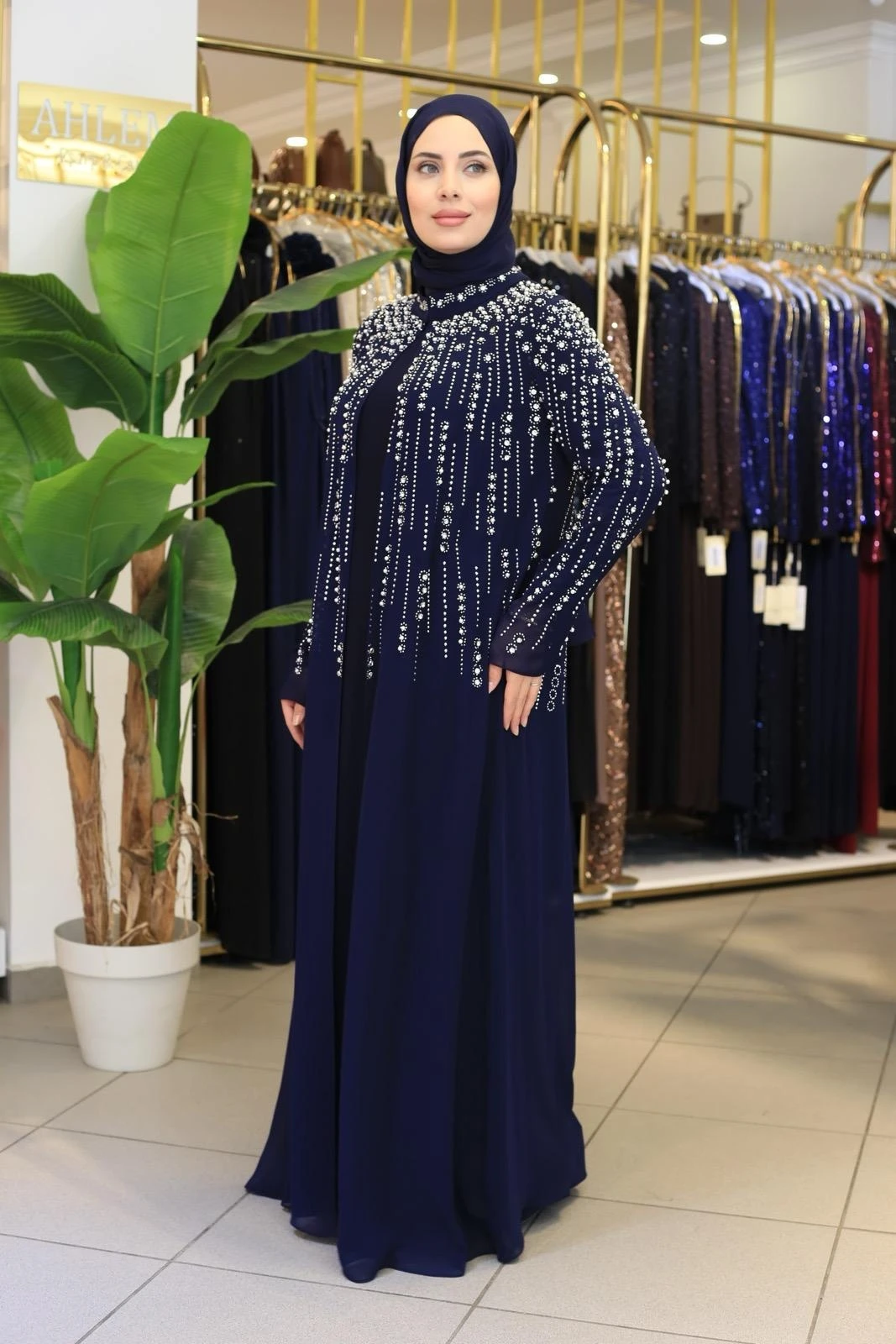 BEY703 SIRA TAŞLI ABAYA TAKIM