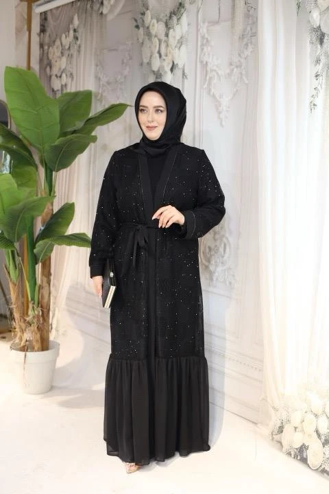 ETEĞİ TÜLLÜ ABAYA TAKIM 2123 KOD